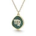 Gold water drop Virgo constellation necklace with green stone and zircon inlay - Scorpio (KN196883-K)