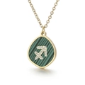 Gold stainless steel necklace featuring a Sagittarius teardrop pendant with green malachite inlay - Sagittarius (KN196884-K)