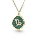 Gold malachite necklace with sparkling Capricorn zodiac pendant for women - Capricorn (KN196885-K)