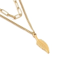 Collar de doble capa dorado con colgante de ala y cadena de clip para mujer - Color Dorado (KN201226-Z)