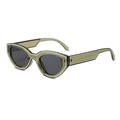 Occhiali da sole cat-eye retrò in verde oliva traslucido con dettagli a righe bianche - Montatura Verde Oliva Lenti Grigie
