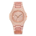 Elegante Damen-Quarzuhr in Roségold mit vollem Straßbesatz und Datumsanzeige - Roségold
