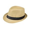 Klassischer Herren Strohhut Fedora mit schwarzem Band für sommerlichen Sonnenschutz im Freien - Erwachsene 56-60cm / Khaki