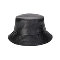 Detalle de sombrero de pescador en cuero PU negro con costuras y textura suave - M (56-58cm) / Negro