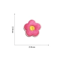 Detailed view of pink flower embroidery patch with size markers of 2.0cm x 2.0cm - Self-adhesive Rose Red Flower-6#