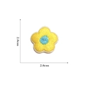 Close-up of a 2cm yellow and blue flower embroidered patch with size dimension labels - Self-adhesive Yellow Flower-4#