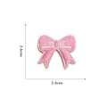 Detail view of pink bow embroidered patch with dimensions 2.4cm by 2.6cm on white background - Self-adhesive Watermelon Red Bow-15#
