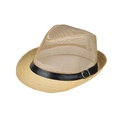 Classic men's breathable mesh straw fedora hat for summer outdoor sun protection - Khaki