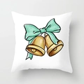 Christmas pillowcase featuring golden bells and mint green bow on white background - Golden Bell Bow (DRD151-6)