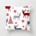 Détail de la taie d'oreiller avec motifs de rennes rouges et silhouettes de flocons - Renne Flocon de Neige/Blanc (DRD153-1)