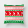 Christmas pillow cover with pixel art reindeer and snowflake pattern on white fabric - Pixel Art Reindeer/Red Green White (DRD153-10)