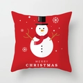 Detailed view of red Christmas pillowcase with snowman pattern and Merry Christmas text - Snowman Merry Christmas/Red (DRD153-23)