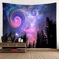 Arazzo foresta cosmica con spirale galattica viola e blu per decorazione murale - 150x130cm / 25-Foresta dal cielo stellato viola