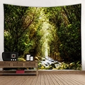 Arazzo con paesaggio boschivo realistico e ruscello per la decorazione della parete interna - 150x130cm / 12-Sentiero del Ruscello Forestale Realistico