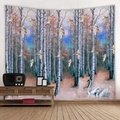Arazzo artistico con foresta di betulle e uccelli in volo per decoro casa - 150x130cm / 4-Cigni di Betulle Artistici