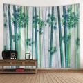 Arazzo con motivo foresta di bambù in tonalità verdi e grigio-blu per pareti - 150x130cm / 5-Foresta di Bambù Verde