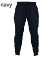 Détail du jogging bleu marine avec taille élastique à cordon et chevilles côtelées - Bleu Marine