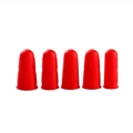Five red silicone finger protectors with non-slip texture for cut protection - Set of 5 (1L, 3M, 1S) / Red