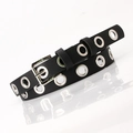 Ceinture punk noire pour femme en similicuir avec œillets métalliques argentés et boucle chic - Noir