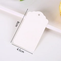 White scalloped edge rectangular paper gift tag, 8x4.5cm DIY cardboard label with hole - Scalloped Rectangle / White