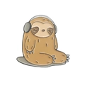 Cute brown sloth enamel pin wearing headphones, creative zinc alloy animal brooch - Sloth with Headphones