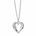 Minimalist silver heart pendant necklace with angel wing texture on white background - Silver Necklace