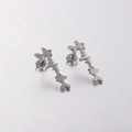 Silver stainless steel stud earrings with heartbeat fish design on textured surface - Steel Color (KE86799-KFC)