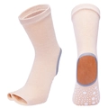 Beige mid-calf yoga socks with open toes and non-slip silicone grip for dance - Beige