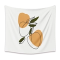 Arazzo bohémien bianco minimalista con motivi di frutta astratta gialla e disegni a linee - 73X95CM / Pesca (Spazzolato)