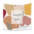Bohemian tapestry featuring warm abstract shapes and HAPPY DAY text for room decor - 73X95CM / Happy Day (Brushed)