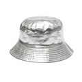 Cappello da pescatore argento metallizzato con texture stropicciata e tesa cucita ampia - M (56-58cm) / Argento