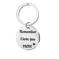 Silver stainless steel keychain with Remember I love you MOM engraving and heart icon - Mom Circle Keychain / 30mm Pendant