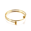 Elegant gold-plated stainless steel double-wire cuff bracelet with minimalist beads - Bracelet (KB129479-Z) / Gold