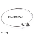 Pulsera de alambre en acero inoxidable plateado con bolas y diámetro 155x2mm - Collar Estilo A (KN107097-Z) / Plateado