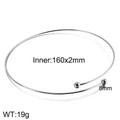 Brazalete abierto de acero inoxidable plateado con cuentas de 8mm y banda 160x2mm - Collar Estilo B (KN107095-Z) / Plateado