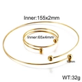Minimalistisches goldenes Schmuckset aus Edelstahl mit Choker und Armreif mit runden Perlen - Stil A Set (KS129865-Z)