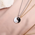 Collares Yin Yang a juego para parejas en acabados oro y plata con cordones de cera - Estilo de Cadena de Acero Inoxidable