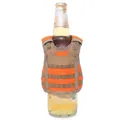 Tactical vest bottle cooler in bright orange nylon with brown MOLLE straps for beer bottles - Orange