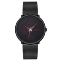 Orologio da uomo Yolako al quarzo nero con cinturino a maglia in acciaio e lancette blu - Lancette Rosse Cinturino Nero