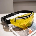 Bright yellow holographic fanny pack with adjustable strap and laser finish - Yellow