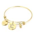 Bracelet doré avec pendentifs cœur Love et Mi Mama en acier inoxydable ajustable - Style A(KB153317-Z) / Doré