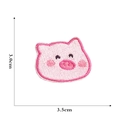 Macro detail of pink pig embroidery patch showing precise 3.5cm by 3.0cm dimensions - Pink Pig Head Patch-2#