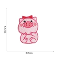 Cute pink pig embroidery patch with red bow tie measuring 5.5cm by 4.0cm dimensions - Bowknot Pig Patch-7#