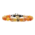 Bracciale di perle di agata fatto a mano con ciondoli corona e cordino regolabile - Stile Intrecciato in Agata Gialla