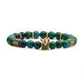 Set bracciali in perle occhio di tigre e pietra imperiale con corona d'oro e zirconi - Perline Di Occhio Di Tigre