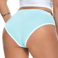 Pantaloncini sportivi azzurri da donna con bordo bianco e alta elasticità - S / Celeste