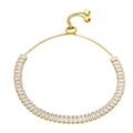 Adjustable gold-plated silver bracelet with rectangle zircon stones and box chain - 925 Silver / Gold