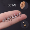 20G stainless steel stud earring set featuring flower, snake, and bee designs - Rose Style (1#) / Silver