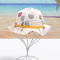 Cappello da pescatore bianco per bambini con stampa margherite e nastro decorativo giallo - Crisantemo (Bianco)