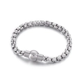 Minimalist silver stainless steel cylinder link bracelet with a spherical magnetic clasp - Silver Style (KB149680-Z)